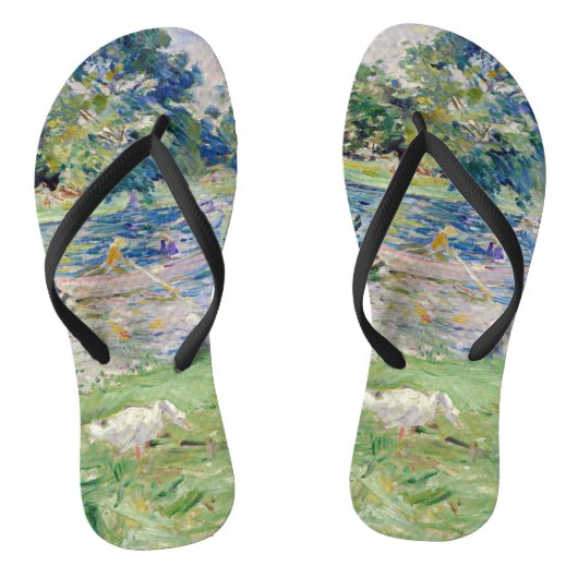 Berthe Morisot - Mädchen im Boot mit Gänsen Badesandalen (Fußbett)