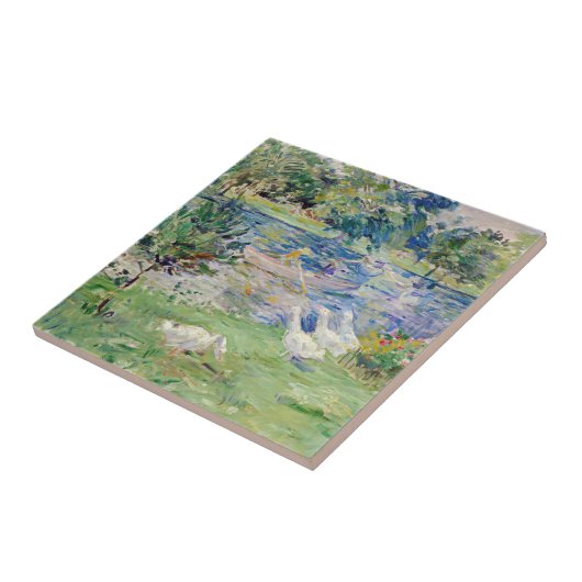 Berthe Morisot - Mädchen im Boot mit Gänsen Fliese (Seite)