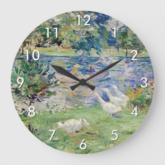 Berthe Morisot - Mädchen im Boot mit Gänsen Große Wanduhr (Vorderseite)