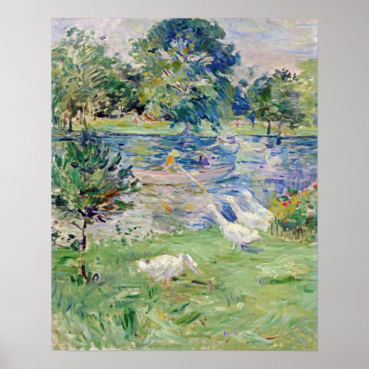 Berthe Morisot - Mädchen im Boot mit Gänsen Poster (Vorne)