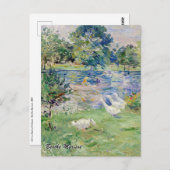 Berthe Morisot - Mädchen im Boot mit Gänsen Postkarte (Vorne/Hinten)