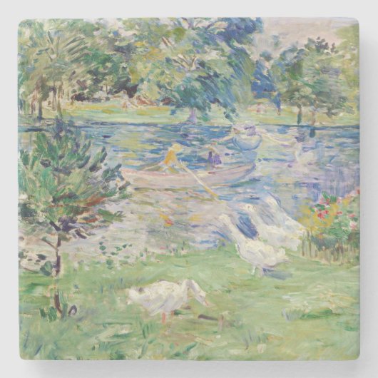 Berthe Morisot - Mädchen im Boot mit Gänsen Steinuntersetzer (Vorderseite)