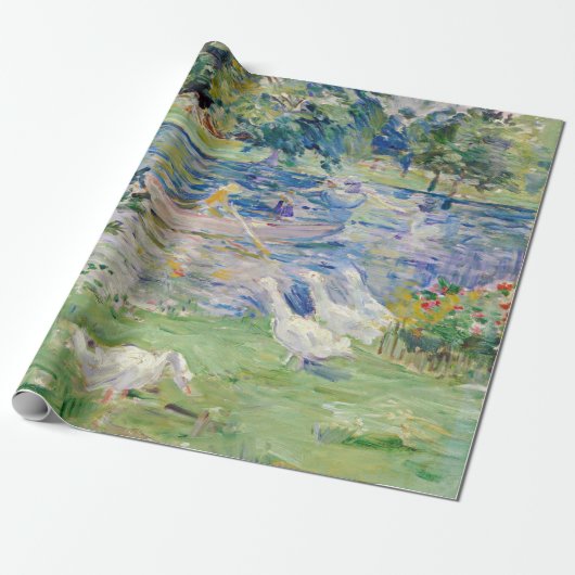Berthe Morisot - Mädchen in einem Boot mit Gänsen Geschenkpapier (Ungerollt)
