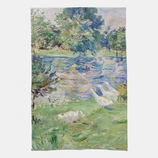 Berthe Morisot - Mädchen in einem Boot mit Gänsen Geschirrtuch (Vertikal)