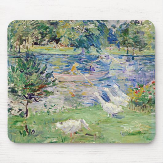 Berthe Morisot - Mädchen in einem Boot mit Gänsen Mousepad (Vorne)