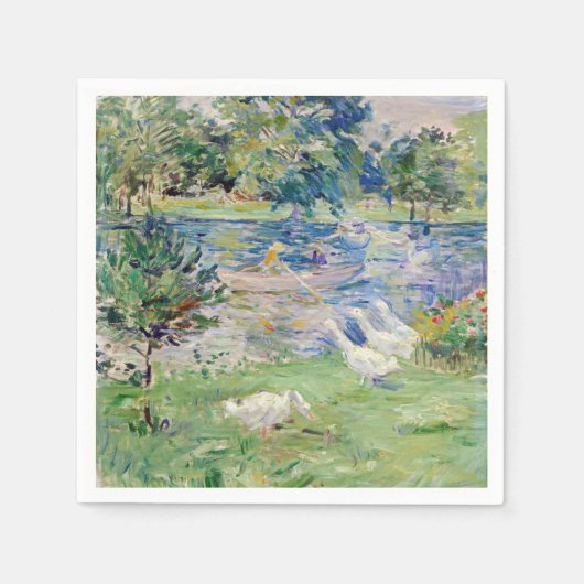 Berthe Morisot - Mädchen in einem Boot mit Gänsen Serviette (Vorderseite)