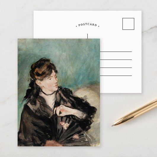 Berthe Morisot mit einem Fan | Édouard Manet Postkarte
