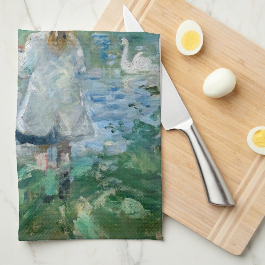 Berthe Morisot - Neben einem See Geschirrtuch (Viertel Falte)