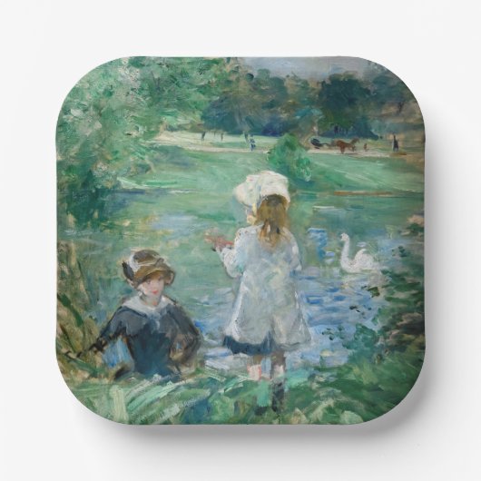 Berthe Morisot - Neben einem See Pappteller (Vorderseite)