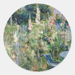 Berthe Morisot - Rosen / Stockrosen Runder Aufkleber