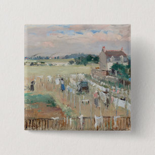 Berthe Morisot - Wäsche zum Trocknen aufhängen Button