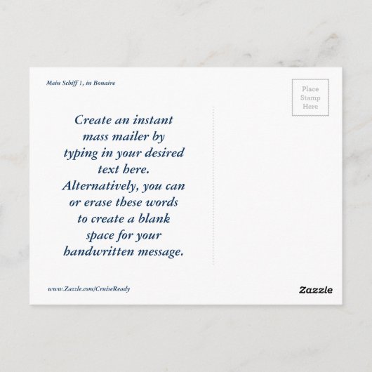 Berthed in Bonaire Postkarte (Rückseite)