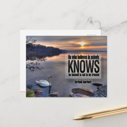 Berthold Auerbach Inspiration Zitat "Trust" Postkarte (Vorderseite/Rückseite Beispiel)