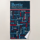 Bertie personalized name meaning red blue white strandtuch (Vorderseite)