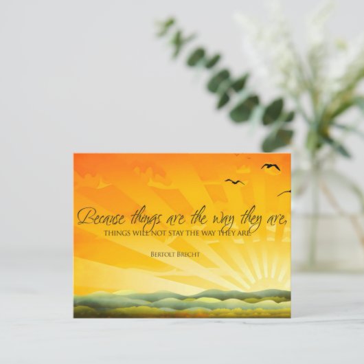 Bertolt Brecht Inspiration Zitat "Change" Postca Postkarte (Stehend Vorderseite)