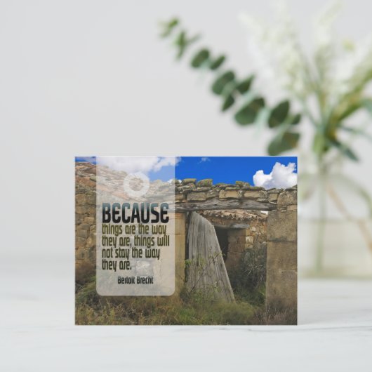 Bertolt Brecht Inspiration Zitat "Change" Postkarte (Stehend Vorderseite)