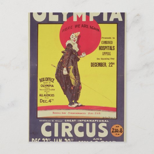 Bertram Mills Zirkusposter Postkarte (Vorderseite)
