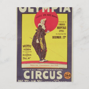 Bertram Mills Zirkusposter Postkarte