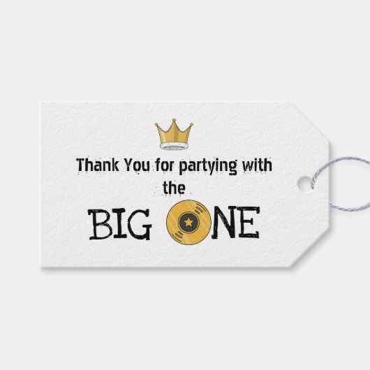 Berüchtigte Big ONE 1. Geburtstag Danke Geschenkanhänger (Vorderseite (Horizontal))
