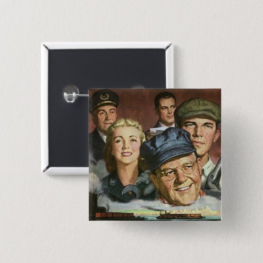 Beruf der Wirtschaft, Vintager Patriotismus Button (Vorne & Hinten)