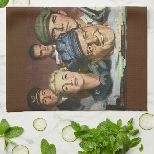 Beruf der Wirtschaft, Vintager Patriotismus Geschirrtuch (Gefaltet)