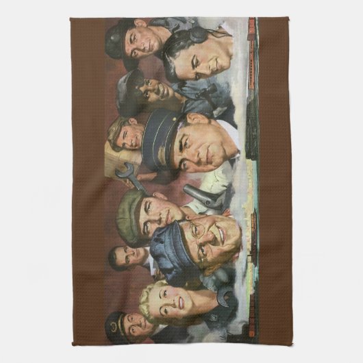 Beruf der Wirtschaft, Vintager Patriotismus Geschirrtuch (Vertikal)