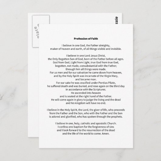 Beruf des Glaubens Postkarte (Vorne/Hinten)