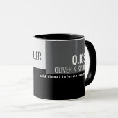 Beruf (Designer) schwarz grau geometrisch Tasse (VorderseiteRechts)