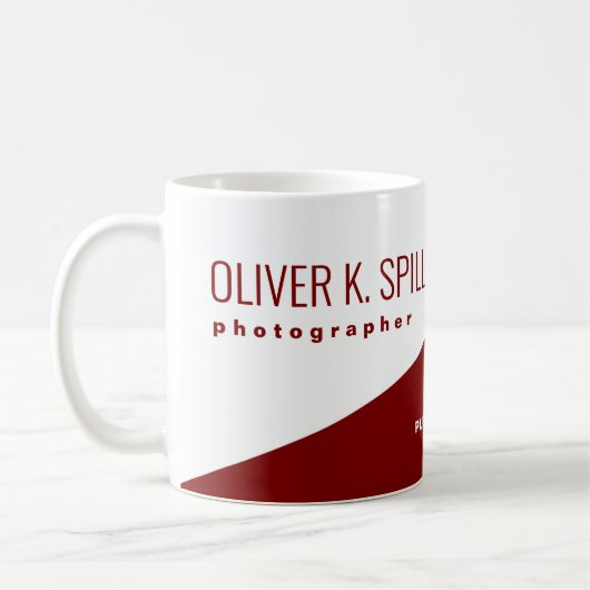 Beruf (Fotograf) halb-rot halb-weiß Kaffeetasse (Links)