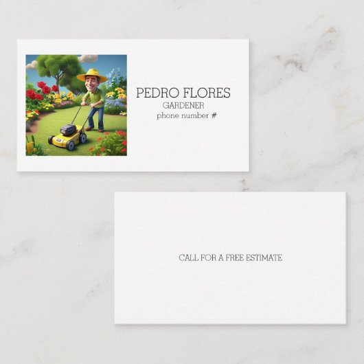 " BERUF, GARDENER " VISITENKARTE (Vorne/Hinten)