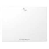 Beruflich 2 Monogramm Einfach Minimalistisch grau Notizblock (Vorderseite)