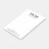 Beruflich 3 Letter Monogram Black White Post-it Klebezettel (angewinkelt)