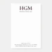 Beruflich 3 Letter Monogram Black White Post-it Klebezettel (Vorderseite)