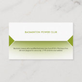 Beruflich Badminton Trainer | Coach Visitenkarte (Rückseite)