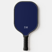 Beruflich Basic Navy Blue Monogram Initials Pickleball Schläger (Rückseite)