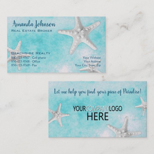 Beruflich Beach Real Anwesen Starfish Ihr Logo Visitenkarte (Vorne/Hinten)