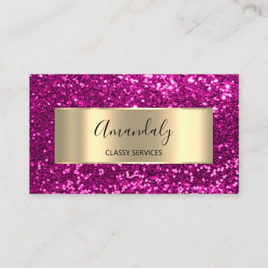 Beruflich Beauty Friseur Glitzer Pink Gold Visitenkarte (Vorderseite)