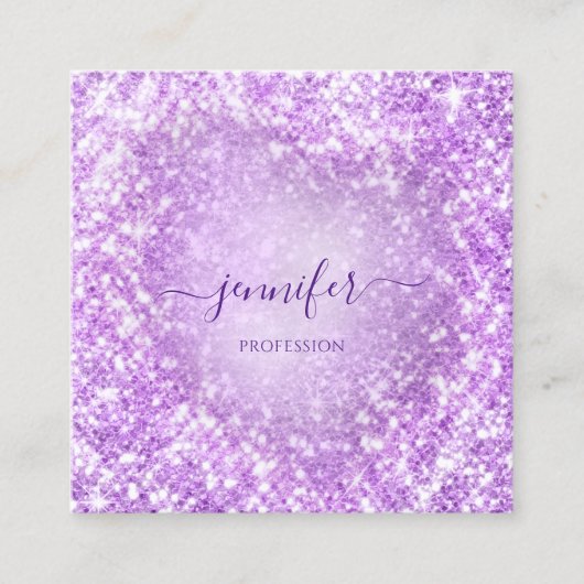 Beruflich Beauty Makeup Artist Glitzer Lila Quadratische Visitenkarte (Vorderseite)