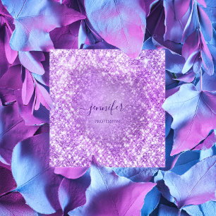 Beruflich Beauty Makeup Artist Glitzer Lila Quadratische Visitenkarte