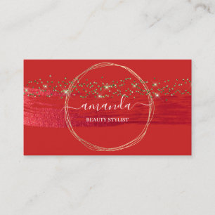 Beruflich Beauty Makeup Logo Gold Red Confetti Visitenkarte