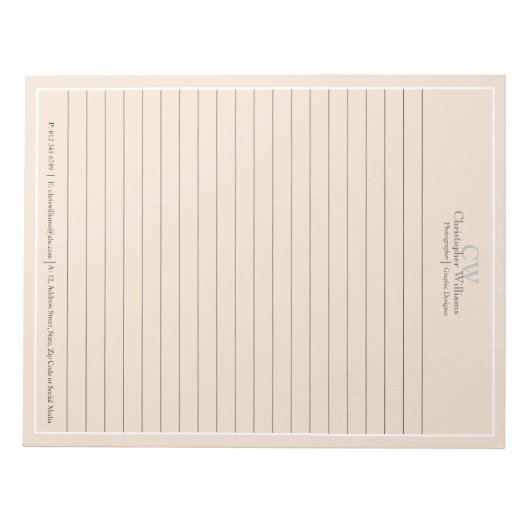 Beruflich Beige Minimalistisch Notizblock (Vorderseite)