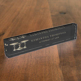 Beruflich Black & Bronze Law Attorney Scale Namensplakette