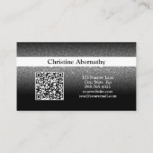 Beruflich Black Glitzer Ombre Minimalistisch QR Visitenkarte (Rückseite)