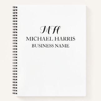 Beruflich Black Monogram Initial Business Notizblock