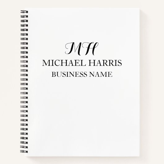 Beruflich Black Monogram Initial Business Notizblock (Vorderseite)