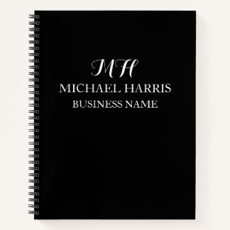 Beruflich Black Monogram Initial Business Notizblock