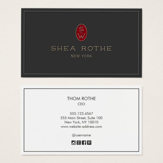 Beruflich Black Red Monogram 3D Typografie (Vorne & Hinten)