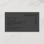 Beruflich Black Simple Modern Minimal Monogram Visitenkarte (Rückseite)