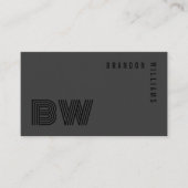 Beruflich Black Simple Modern Minimal Monogram Visitenkarte (Vorderseite)
