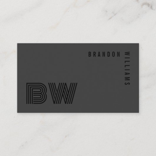 Beruflich Black Simple Modern Minimal Monogram Visitenkarte (Vorderseite)